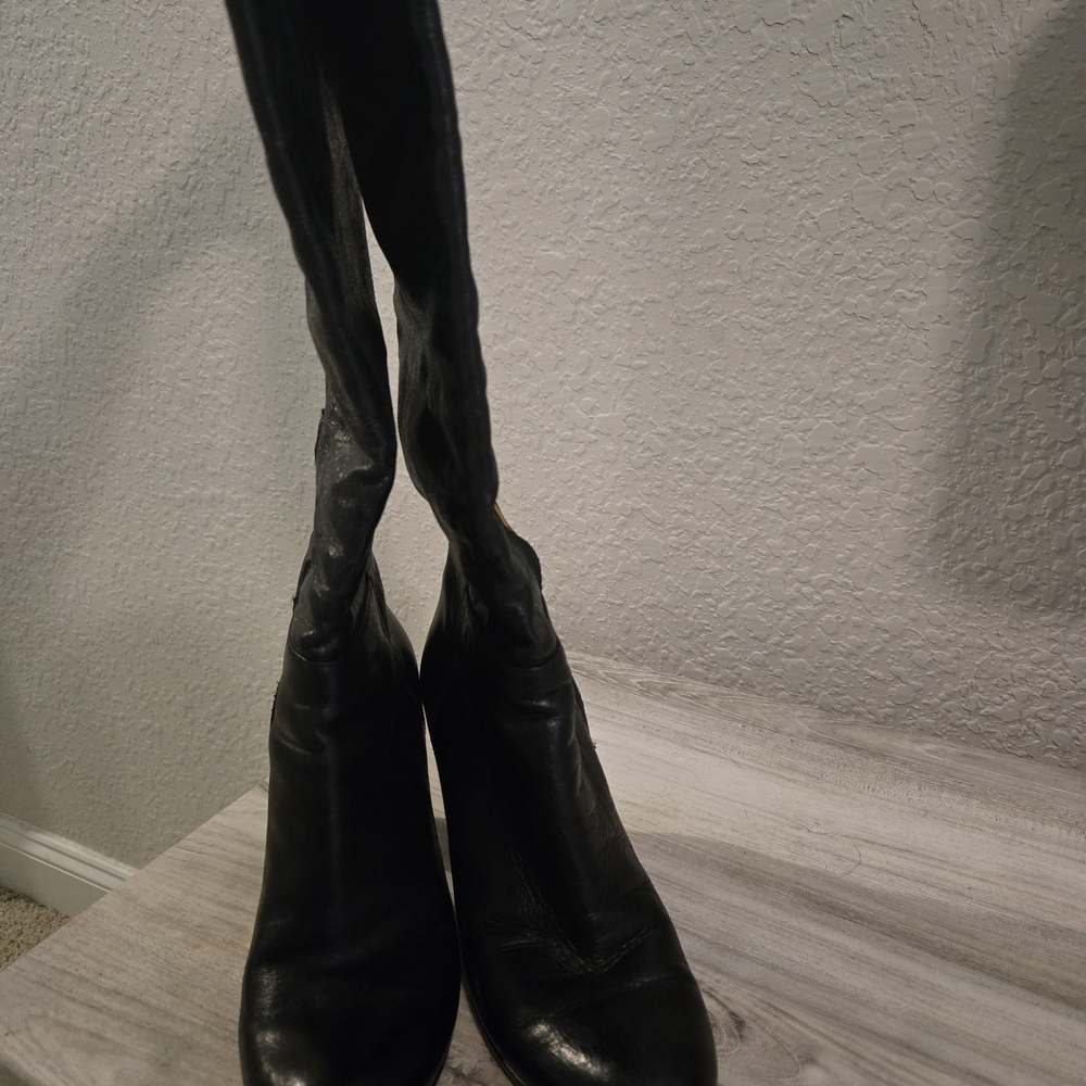 Prada Black Over the Knee Leather Boots - Picture 6 of 7